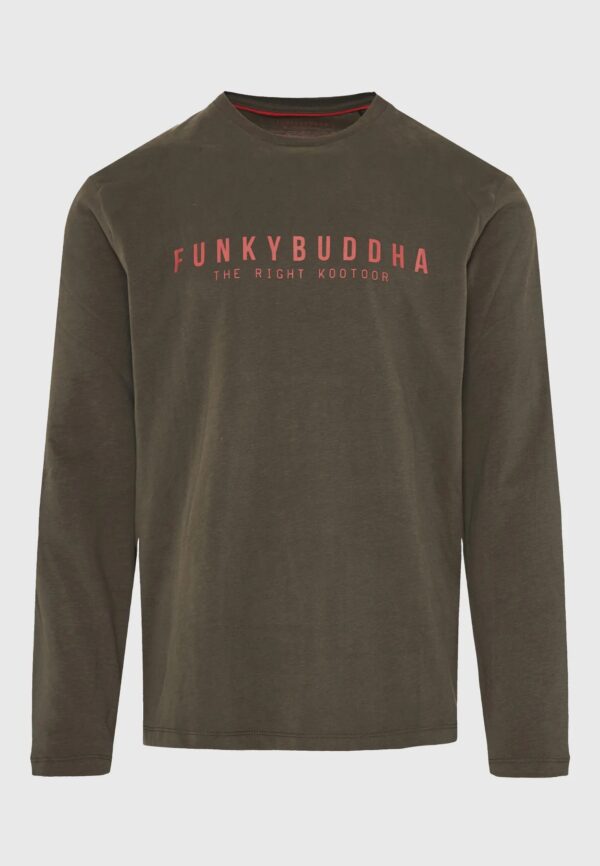 FUNKY BUDDHA ΑΝΔΡΙΚΉ ΜΠΛΟΎΖΑ ΜΕ ΜΑΚΡΎ ΜΑΝΊΚΙ | DARK OLIVE