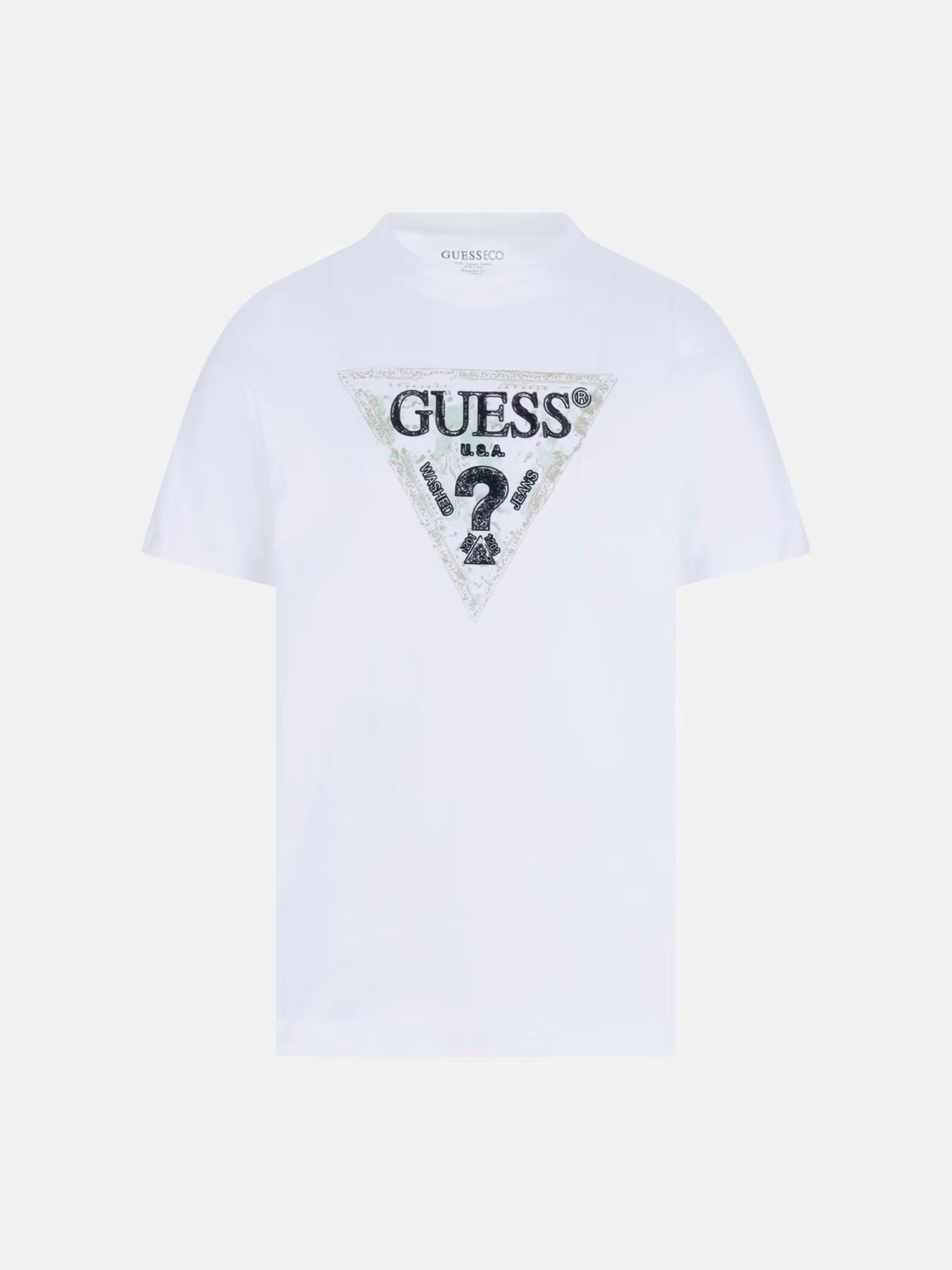 GUESS  TRIANGLE TEE ΜΠΛΟΥΖΑ ΑΝΔΡΙΚΟ | WHITE GUESS  TRIANGLE TEE ΜΠΛΟΥΖΑ ΑΝΔΡΙΚΟ | WHITE