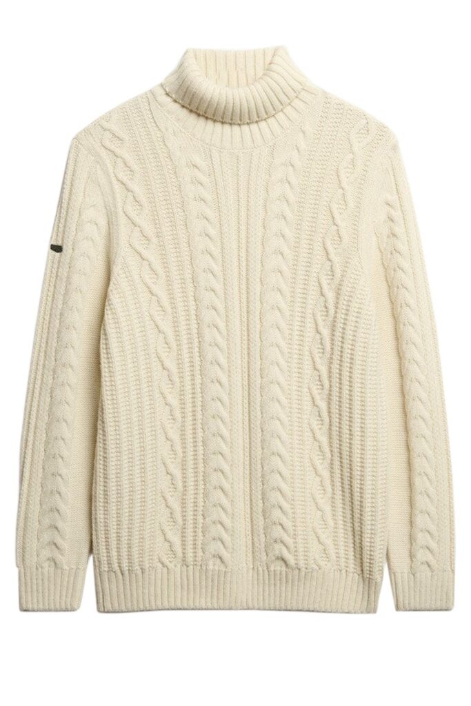 SUPERDRY JACOB CABLE ROLL NECK JUMPER ΠΛΕΚΤΟ ΑΝΔΡΙΚΟ | SAND