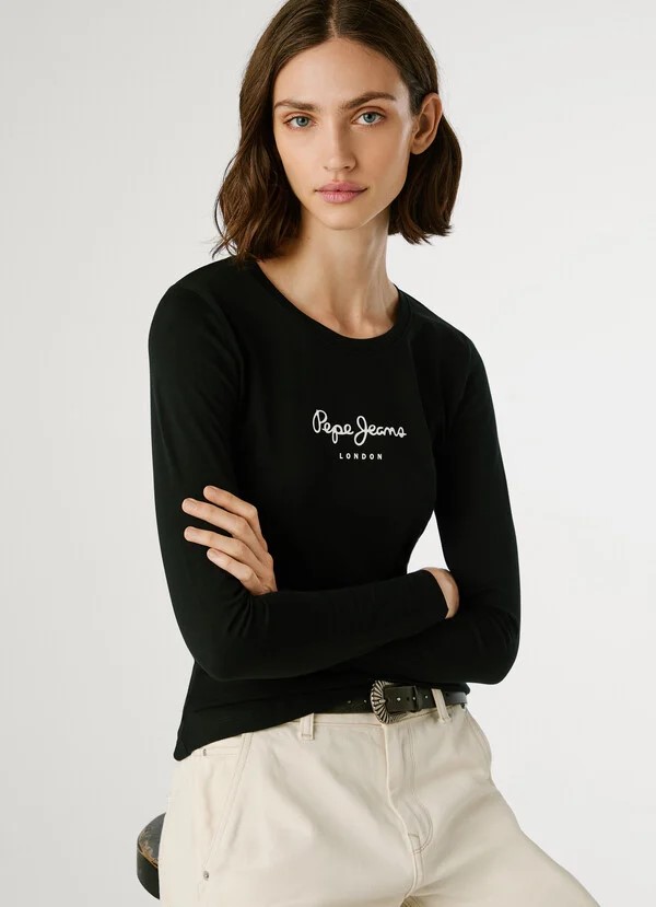 PEPE JEANS ESSENTIALS NEW VIRGINIA LS N  ΜΠΛΟΥΖΑ ΓΥΝΑΙΚΕΙΟ | BLACK