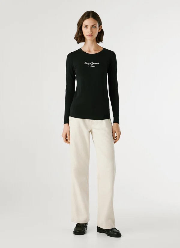 PEPE JEANS ESSENTIALS NEW VIRGINIA LS N  ΜΠΛΟΥΖΑ ΓΥΝΑΙΚΕΙΟ | BLACK