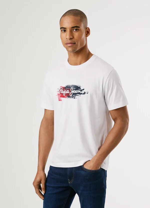PEPE JEANS TREY TEE ΜΠΛΟΥΖΑ ΑΝΔΡΙΚΟ | WHITE PEPE JEANS TREY TEE ΜΠΛΟΥΖΑ ΑΝΔΡΙΚΟ | WHITE