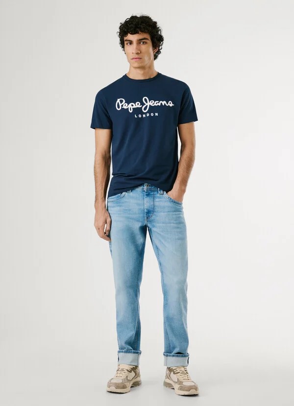 KARL LAGERFELD JEANS KLJ REG MIX MATERIAL TEE | INDIGO