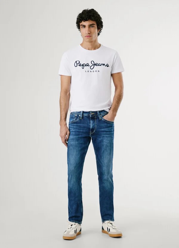KARL LAGERFELD JEANS KLJ REG MIX MATERIAL TEE | INDIGO