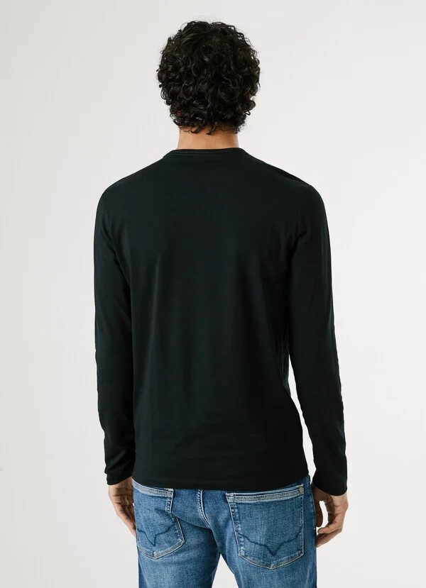 PEPE JEANS ORIGINAL BASIC 2 LONG  ΜΠΛΟΥΖΑ ΑΝΔΡΙΚΟ | BLACK PEPE JEANS ORIGINAL BASIC 2 LONG  ΜΠΛΟΥΖΑ ΑΝΔΡΙΚΟ | BLACK