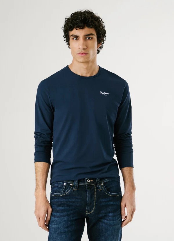 PEPE JEANS ORIGINAL BASIC 2 LONG  ΜΠΛΟΥΖΑ ΑΝΔΡΙΚΟ | DARK BLUE PEPE JEANS ORIGINAL BASIC 2 LONG  ΜΠΛΟΥΖΑ ΑΝΔΡΙΚΟ | DARK BLUE