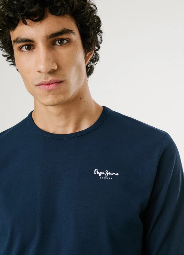 PEPE JEANS ORIGINAL BASIC 2 LONG  ΜΠΛΟΥΖΑ ΑΝΔΡΙΚΟ | DARK BLUE PEPE JEANS ORIGINAL BASIC 2 LONG  ΜΠΛΟΥΖΑ ΑΝΔΡΙΚΟ | DARK BLUE
