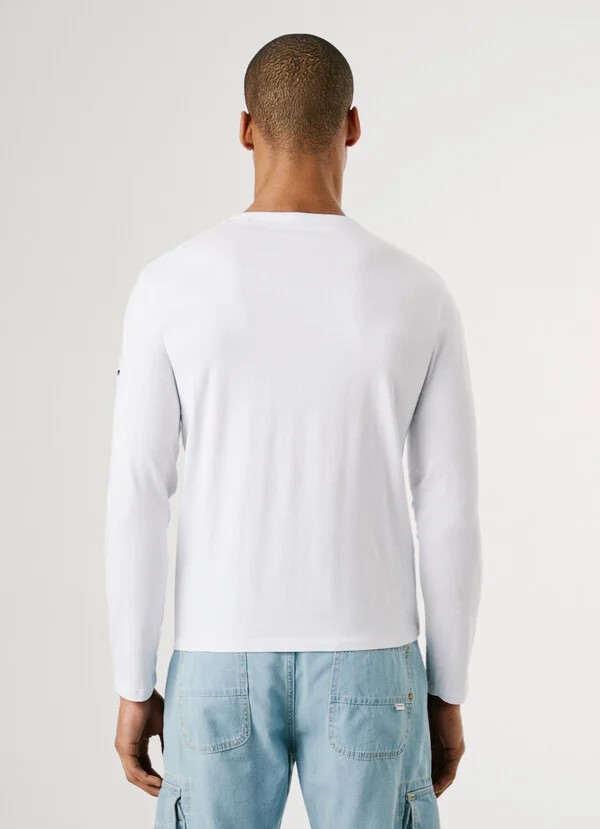 PEPE JEANS ORIGINAL BASIC 2 LONG  ΜΠΛΟΥΖΑ ΑΝΔΡΙΚΟ | WHITE PEPE JEANS ORIGINAL BASIC 2 LONG  ΜΠΛΟΥΖΑ ΑΝΔΡΙΚΟ | WHITE