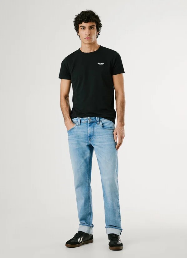 KARL LAGERFELD JEANS KLJ REG MIX MATERIAL TEE | INDIGO