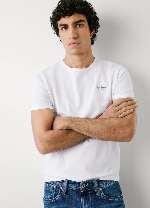 KARL LAGERFELD JEANS KLJ REG MIX MATERIAL TEE | INDIGO