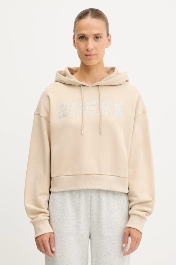 GUESS ATHLEISURE PRIMULA RHINESTONES HOODIE SWE ΦΟΥΤΕΡ ΓΥΝΑΙΚΕΙΟ | BEIGE