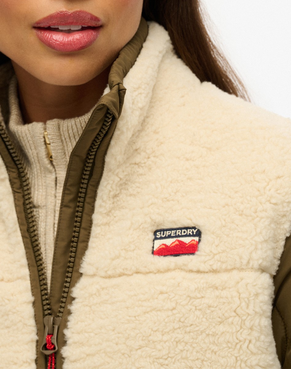 SUPERDRY FLEECE HYBRID JACKET ΜΠΟΥΦΑΝ ΓΥΝΑΙΚΕΙΟ | BEIGE SUPERDRY FLEECE HYBRID JACKET ΜΠΟΥΦΑΝ ΓΥΝΑΙΚΕΙΟ | BEIGE