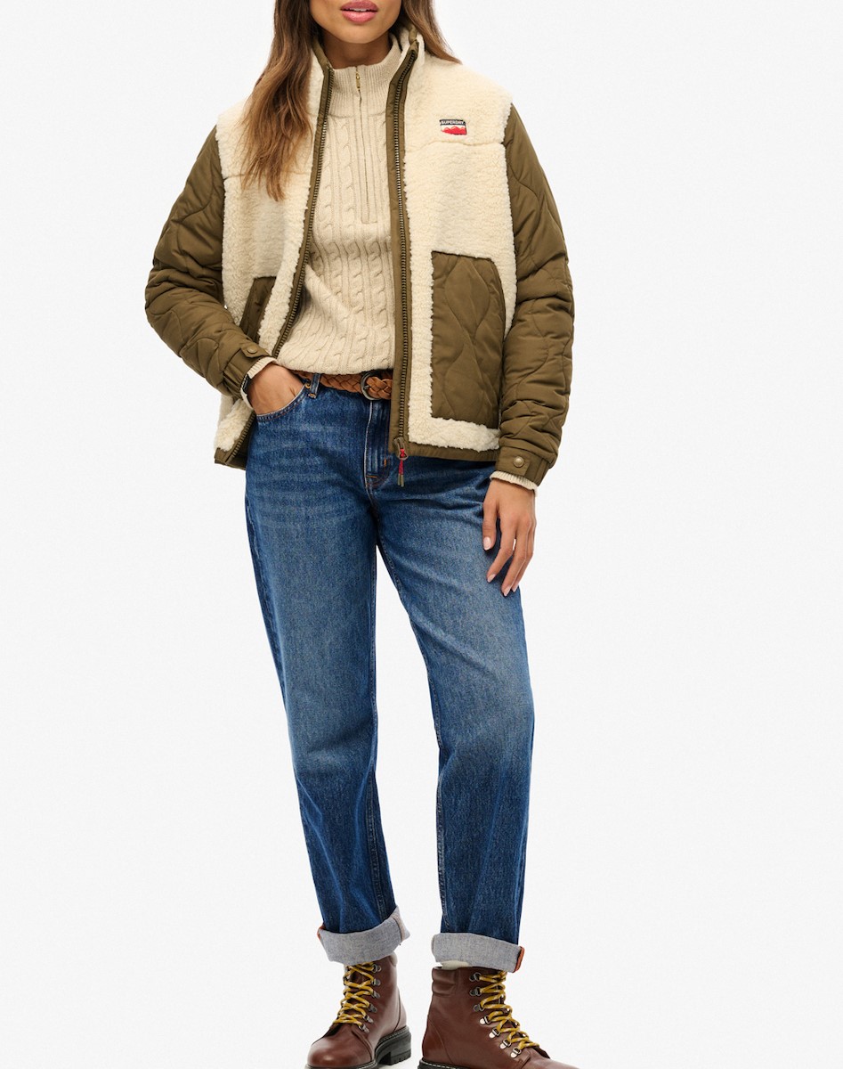 SUPERDRY FLEECE HYBRID JACKET ΜΠΟΥΦΑΝ ΓΥΝΑΙΚΕΙΟ | BEIGE SUPERDRY FLEECE HYBRID JACKET ΜΠΟΥΦΑΝ ΓΥΝΑΙΚΕΙΟ | BEIGE