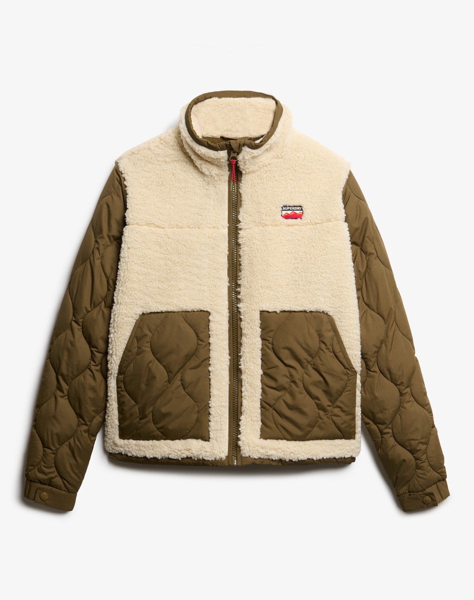 SUPERDRY FLEECE HYBRID JACKET ΜΠΟΥΦΑΝ ΓΥΝΑΙΚΕΙΟ | BEIGE SUPERDRY FLEECE HYBRID JACKET ΜΠΟΥΦΑΝ ΓΥΝΑΙΚΕΙΟ | BEIGE