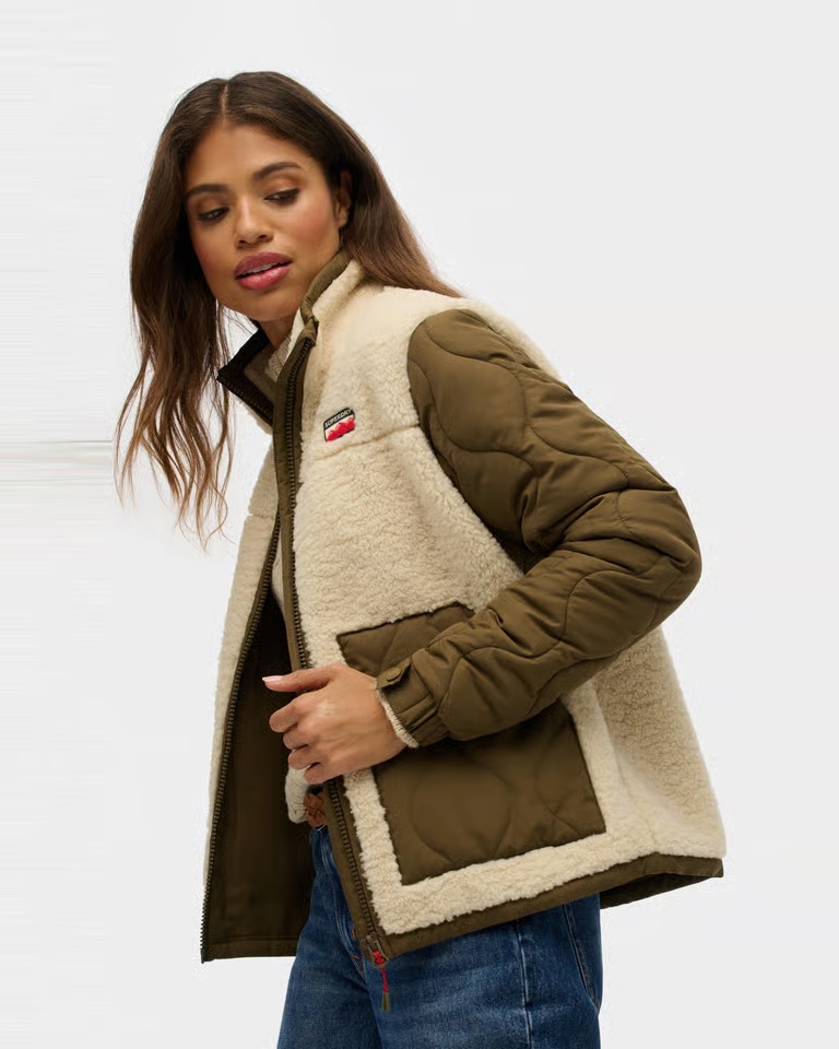 SUPERDRY FLEECE HYBRID JACKET ΜΠΟΥΦΑΝ ΓΥΝΑΙΚΕΙΟ | BEIGE SUPERDRY FLEECE HYBRID JACKET ΜΠΟΥΦΑΝ ΓΥΝΑΙΚΕΙΟ | BEIGE