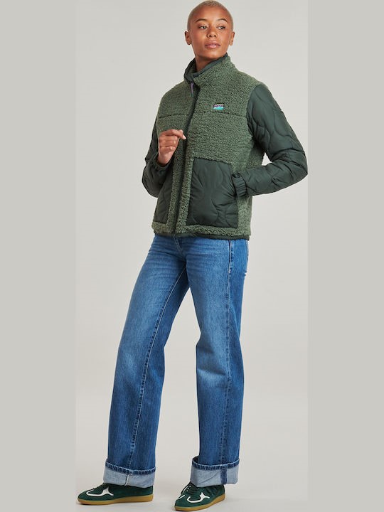 SUPERDRY FLEECE HYBRID JACKET ΜΠΟΥΦΑΝ ΓΥΝΑΙΚΕΙΟ | KHAKI SUPERDRY FLEECE HYBRID JACKET ΜΠΟΥΦΑΝ ΓΥΝΑΙΚΕΙΟ | KHAKI