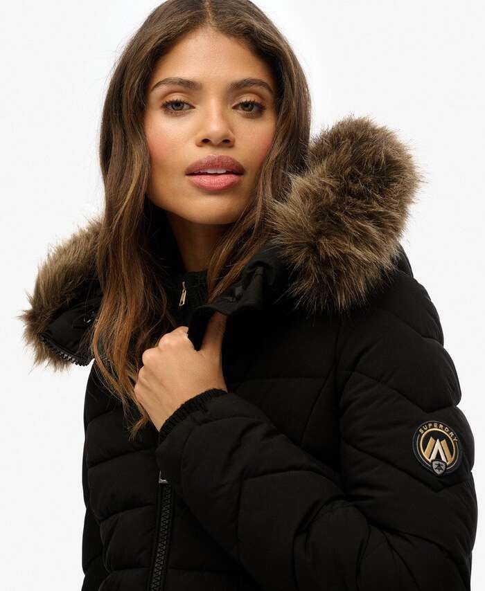 SUPERDRY FUJI FAUX FUR HOOD MID LENGTH ΜΠΟΥΦΑΝ ΓΥΝΑΙΚΕΙΟ | BLACK SUPERDRY FUJI FAUX FUR HOOD MID LENGTH ΜΠΟΥΦΑΝ ΓΥΝΑΙΚΕΙΟ | BLACK