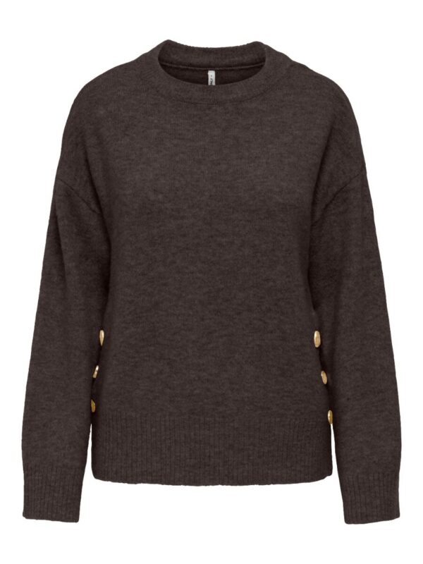 ONLY ONLRENE LIFE LS BUTTON O-NECK CC KNT | BROWN
