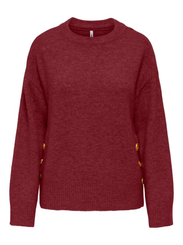 ONLY ONLRENE LIFE LS BUTTON O-NECK CC KNT | BORDEAUX
