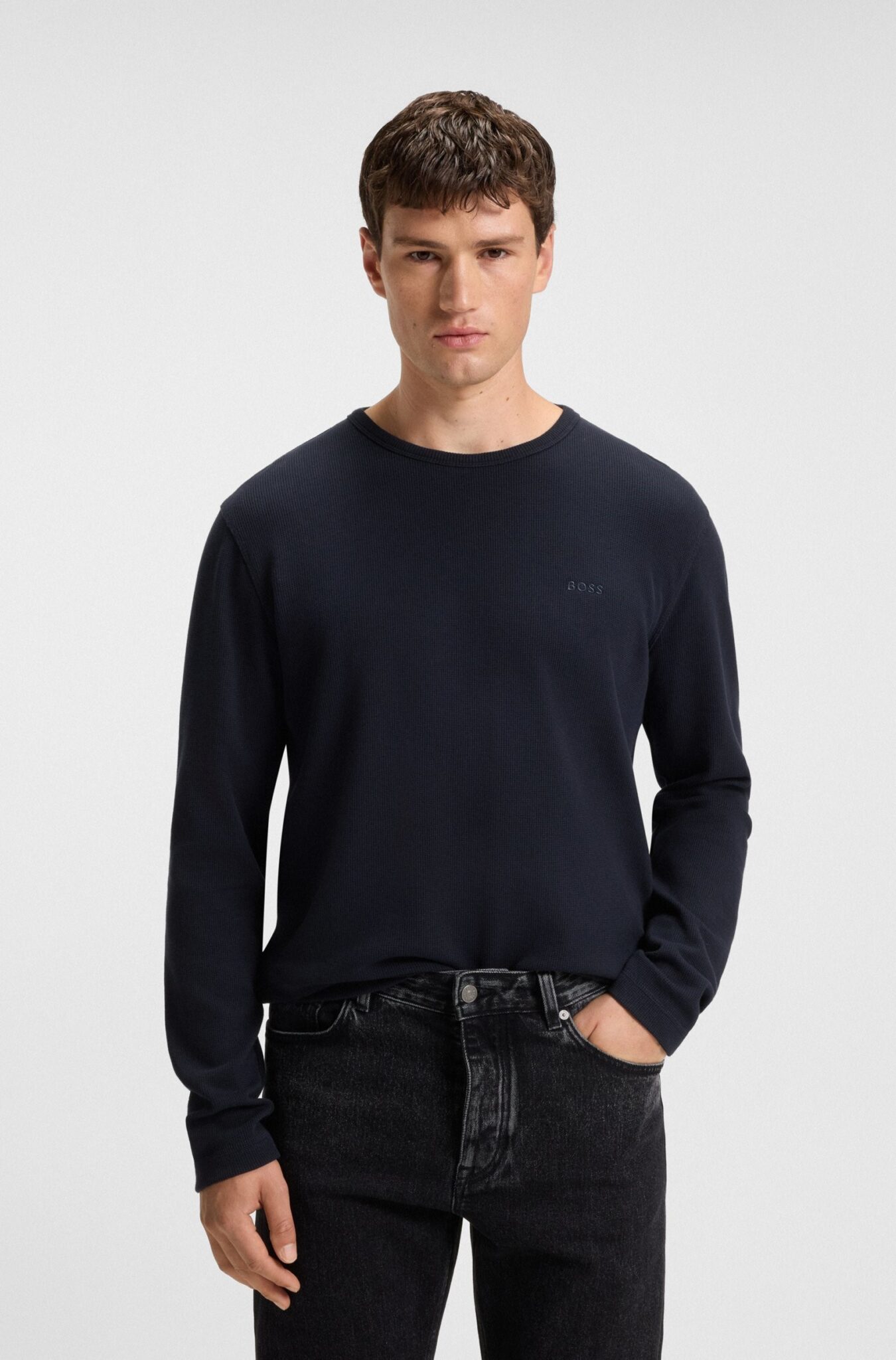 KARL LAGERFELD JEANS KLJ REG MIX MATERIAL TEE | INDIGO