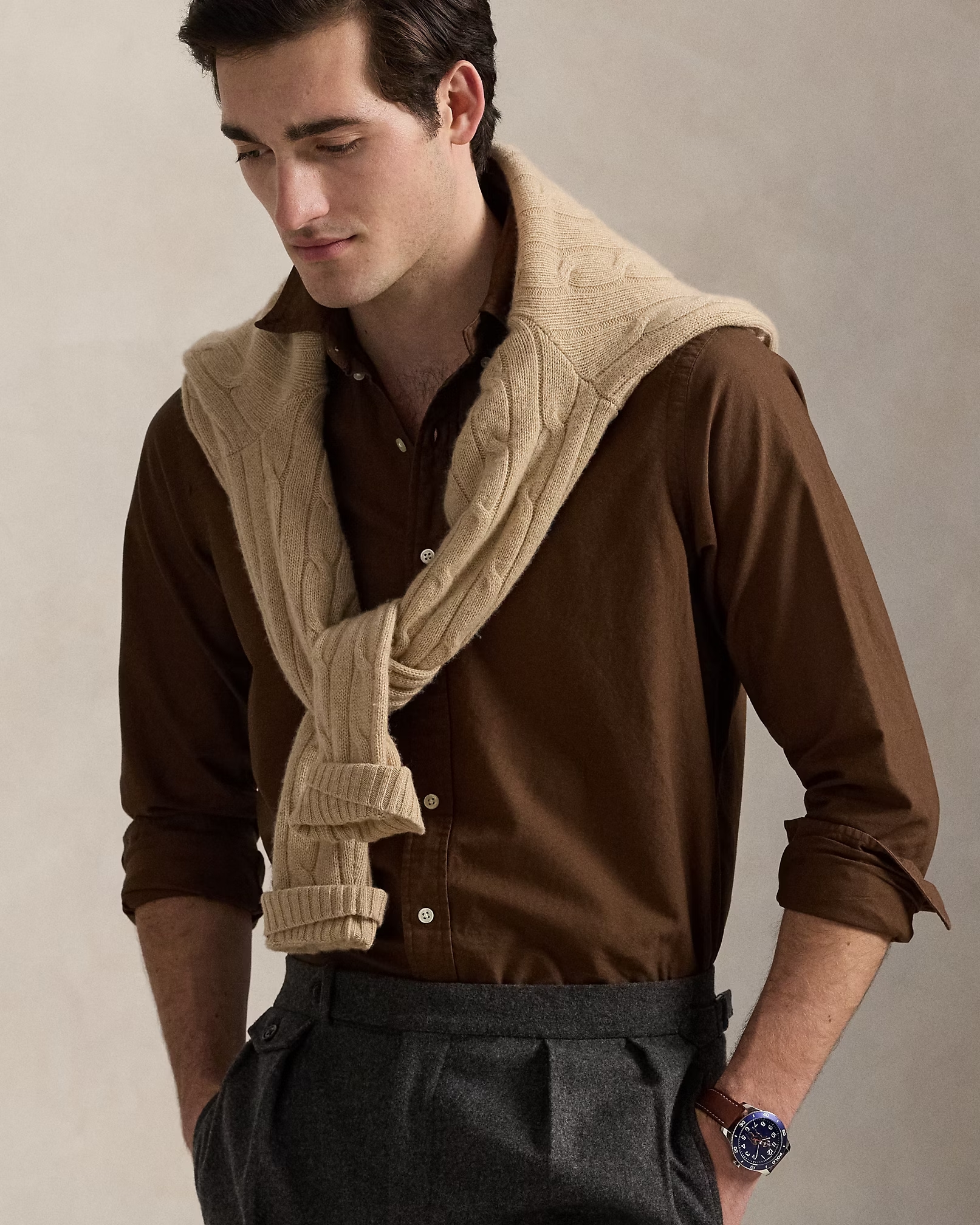 POLO RALPH LAUREN CUBDPPCS-LONG SLEEVE 710805564 | BROWN POLO RALPH LAUREN CUBDPPCS-LONG SLEEVE 710805564 | BROWN