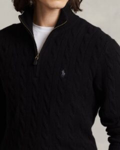 POLO RALPH LAUREN LSCABLEHZPP-LONG SLEEVE-PULLOVER 710876766 | BLACK