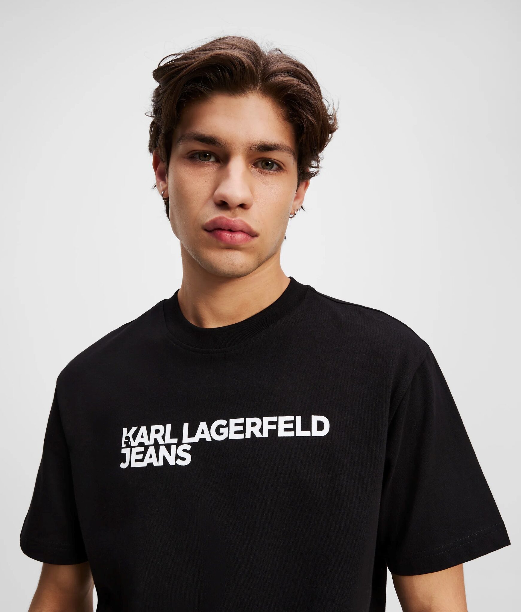 KARL LAGERFELD JEANS KLJ REG MIX MATERIAL TEE | INDIGO