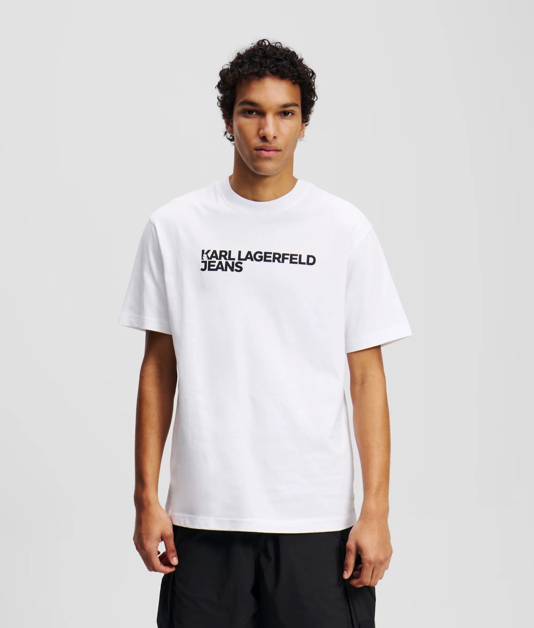 KARL LAGERFELD JEANS KLJ REG MIX MATERIAL TEE | INDIGO
