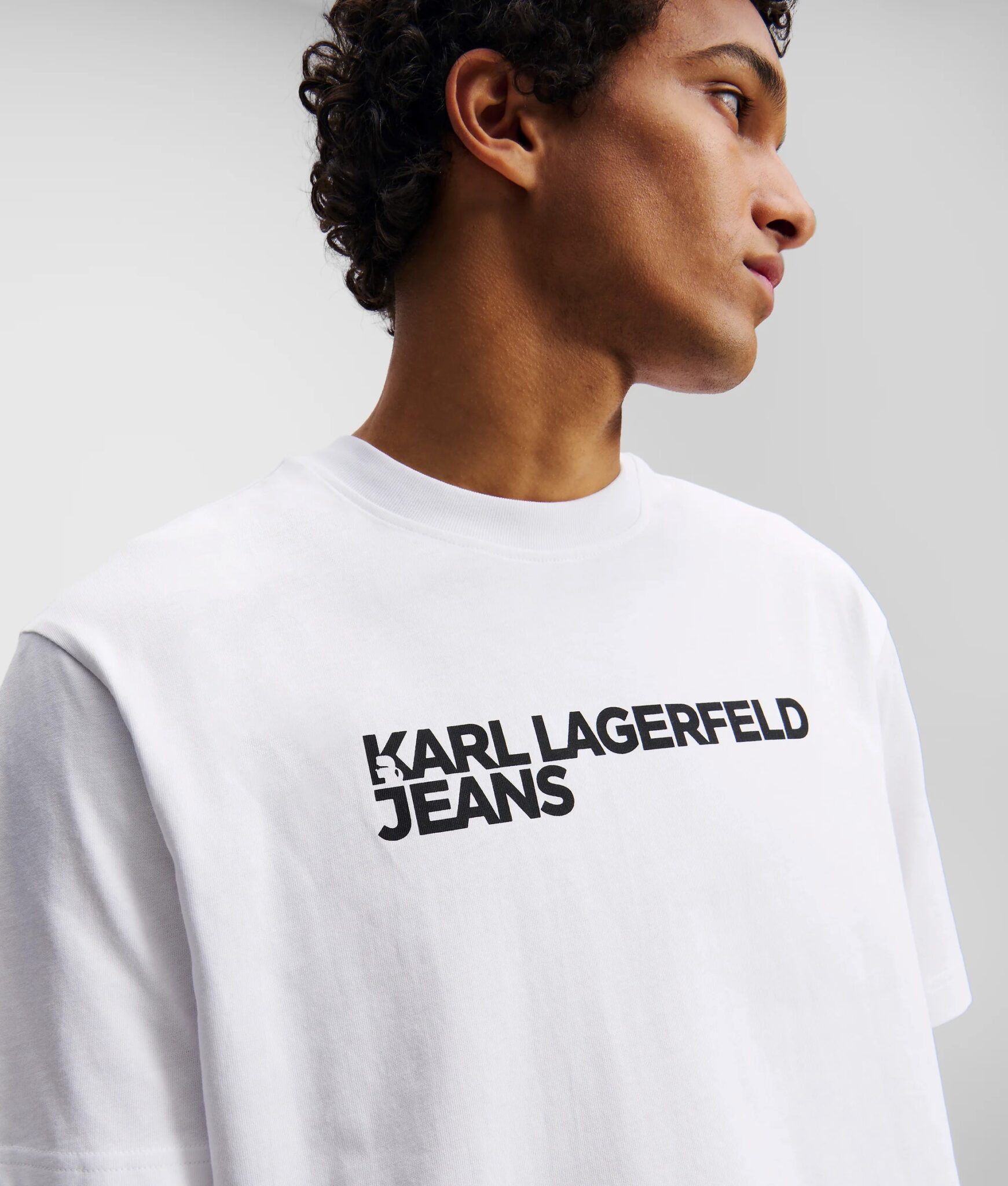 KARL LAGERFELD JEANS KLJ REG MIX MATERIAL TEE | INDIGO