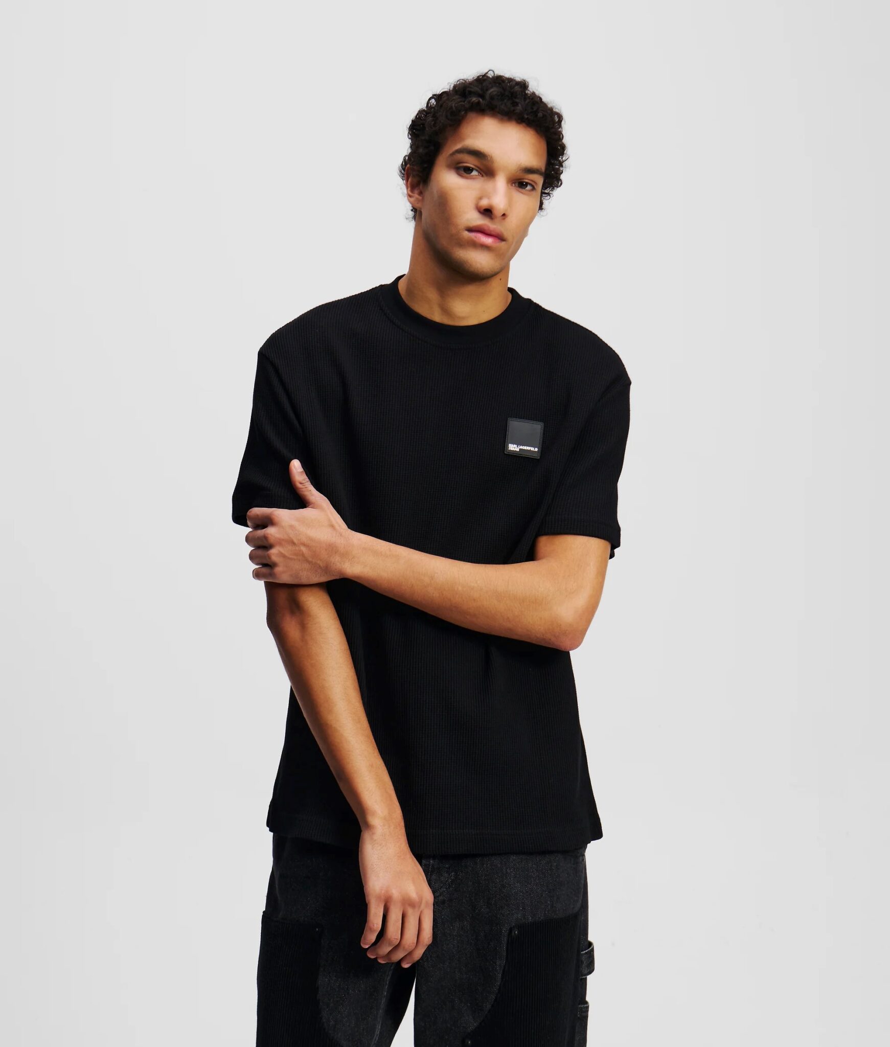 KARL LAGERFELD JEANS KLJ REG MIX MATERIAL TEE | INDIGO