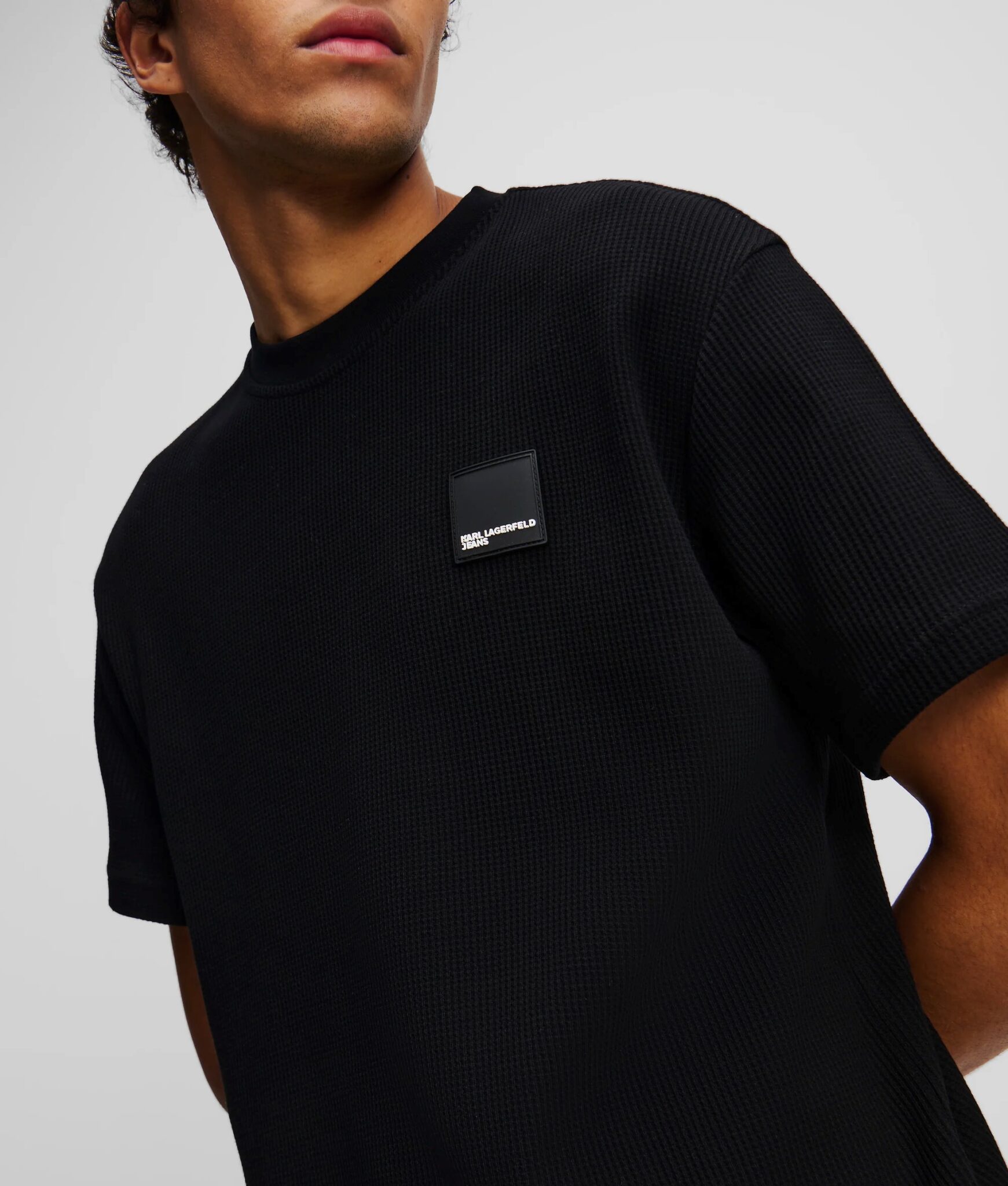 KARL LAGERFELD JEANS KLJ REG MIX MATERIAL TEE | INDIGO