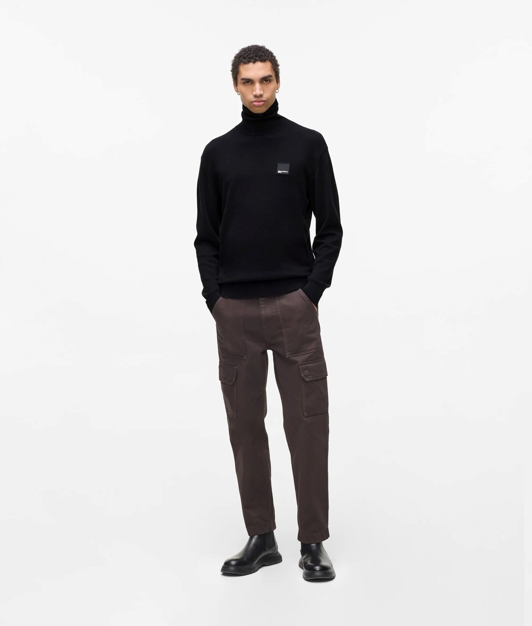 KARL LAGERFELD JEANS KLJ REGULAR ROLL-NECK SWEATER A3M18001 | BLACK KARL LAGERFELD JEANS KLJ REGULAR ROLL-NECK SWEATER A3M18001 | BLACK