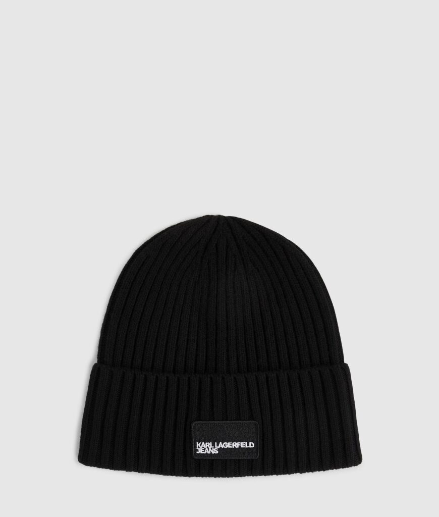 KARL LAGERFELD JEANS KLJ TURNED UP BEANIE A3M33115 | BLACK