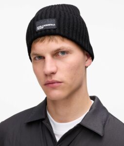 KARL LAGERFELD JEANS KLJ TURNED UP BEANIE A3M33115 | BLACK