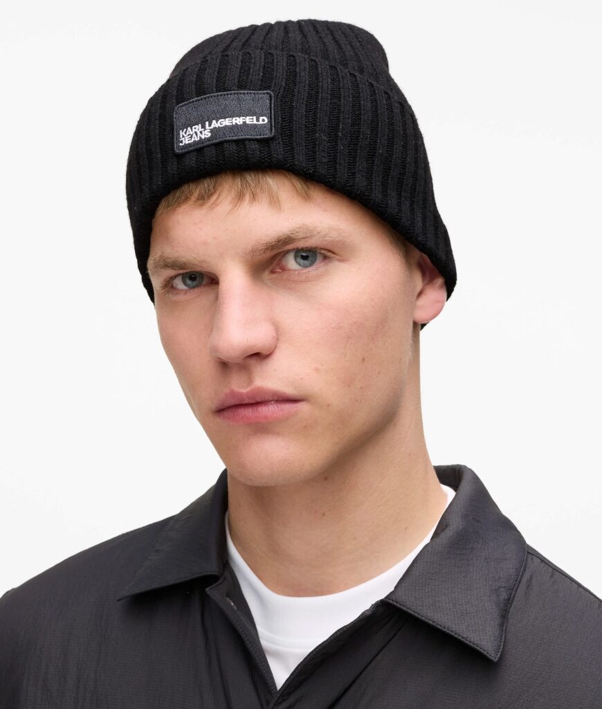 KARL LAGERFELD JEANS KLJ TURNED UP BEANIE A3M33115 | BLACK