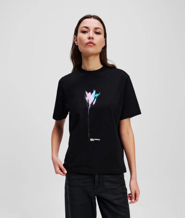 KARL LAGERFELD JEANS KLJ REG FLOWER COLOUR TEE A3W17041 | BLACK