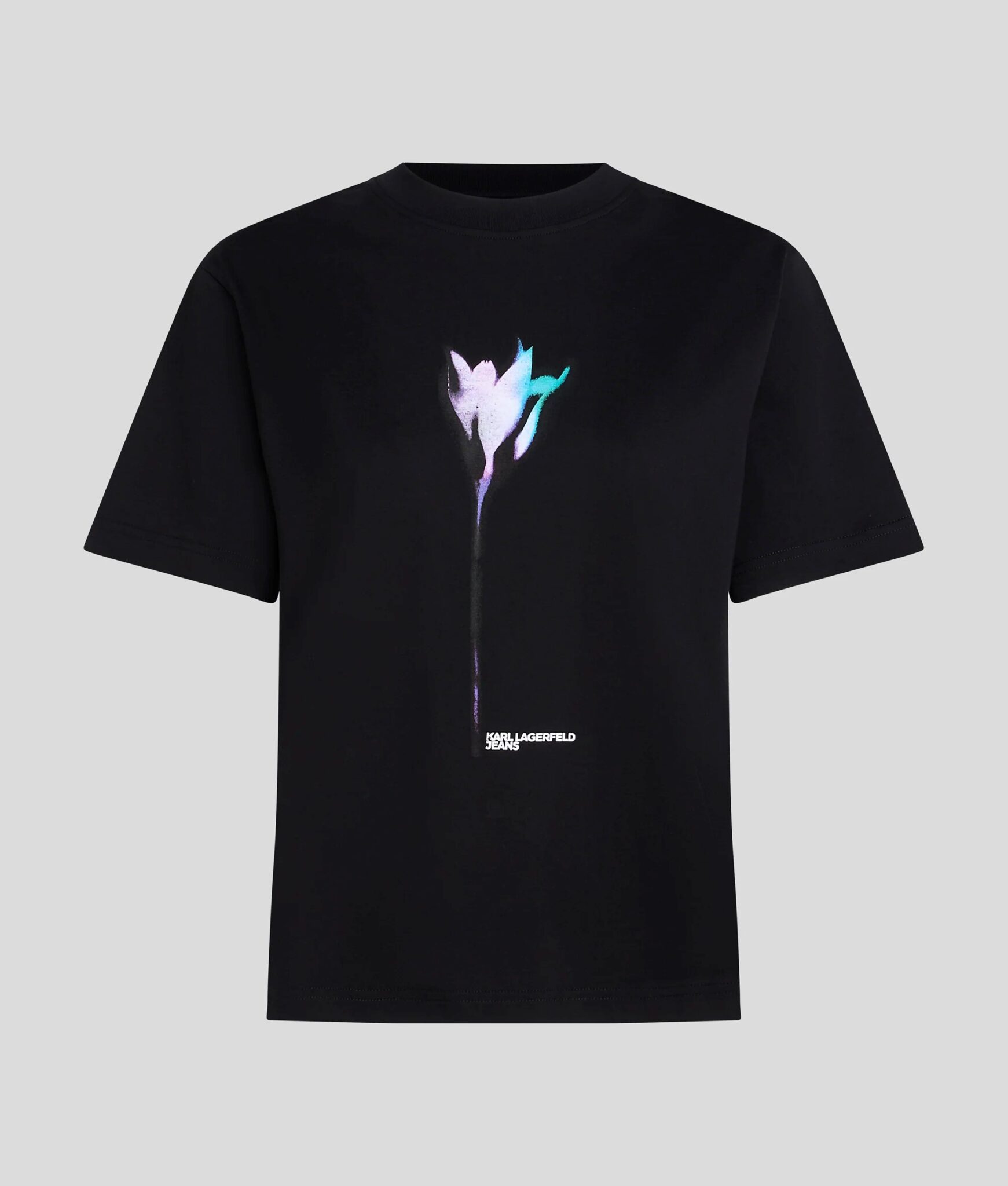 KARL LAGERFELD JEANS KLJ REG FLOWER COLOUR TEE A3W17041 | BLACK KARL LAGERFELD JEANS KLJ REG FLOWER COLOUR TEE A3W17041 | BLACK