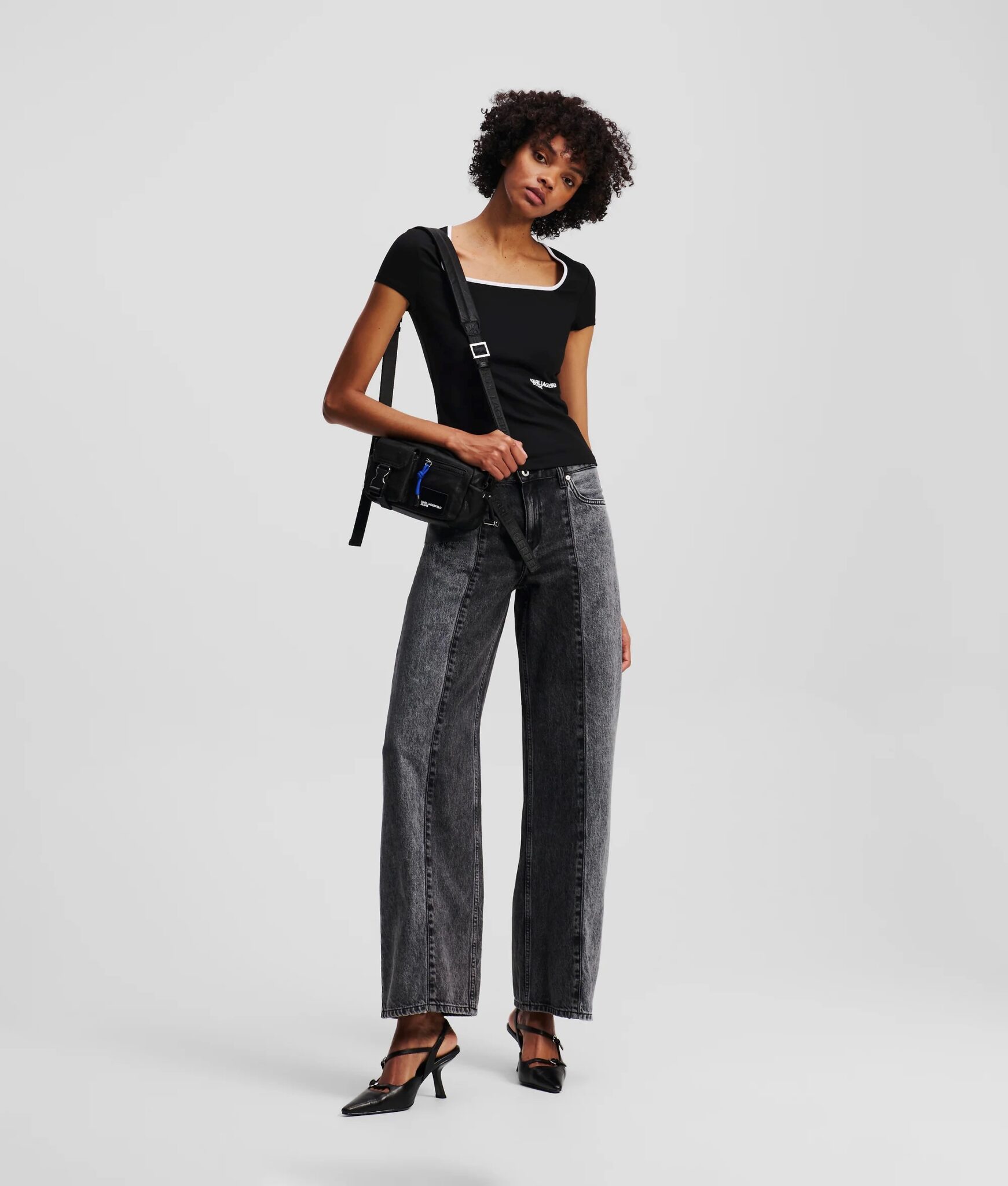 KARL LAGERFELD JEANS KLJ MILANO PIPING TOP | BLACK KARL LAGERFELD JEANS KLJ MILANO PIPING TOP | BLACK