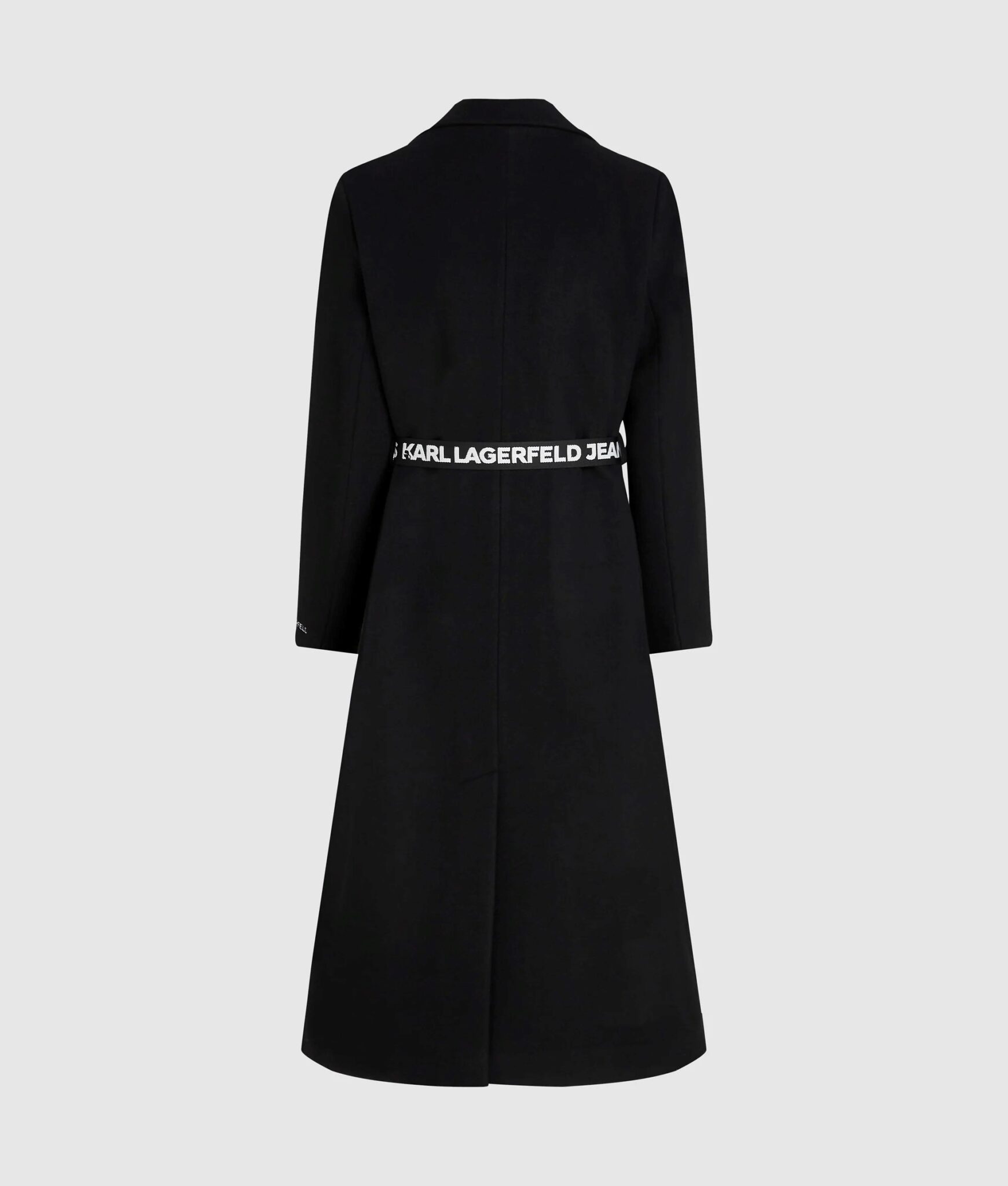 KARL LAGERFELD JEANS KLJ BELTED WOOL COAT A4W15056 | BLACK KARL LAGERFELD JEANS KLJ BELTED WOOL COAT A4W15056 | BLACK