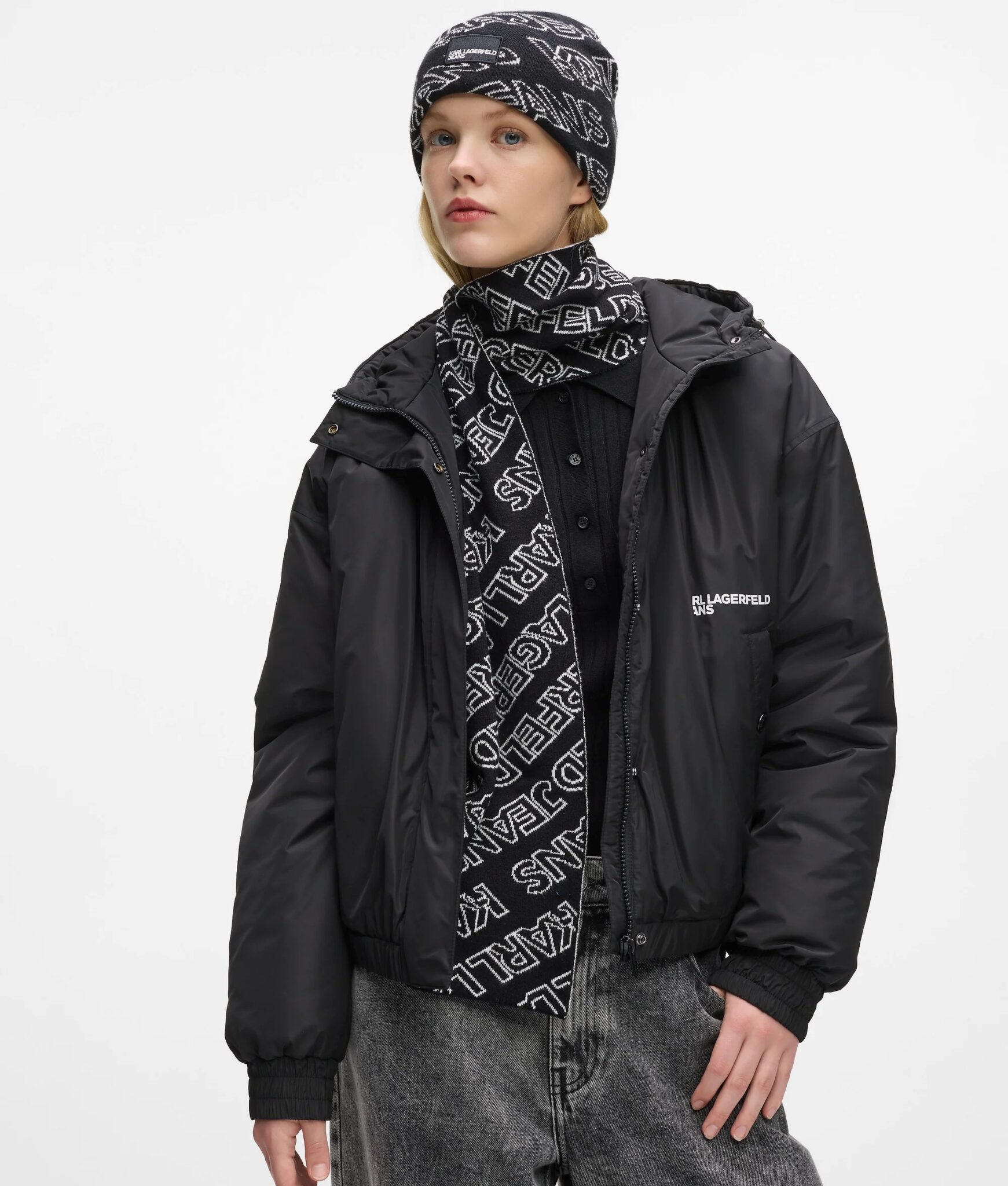 KARL LAGERFELD JEANS ΑΞΕΣΟΥΑΡ KLJ MONOGRAM SCARF A4W33074 | BLACK