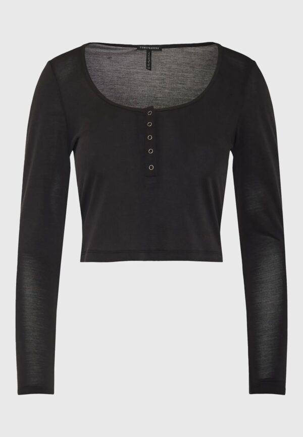 FUNKY BUDDHA ΓΥΝΑΙΚΕΊΟ ΜΠΛΟΎΖΑ ΜΕ ΜΑΚΡΎ ΜΑΝΊΚΙ | BLACK