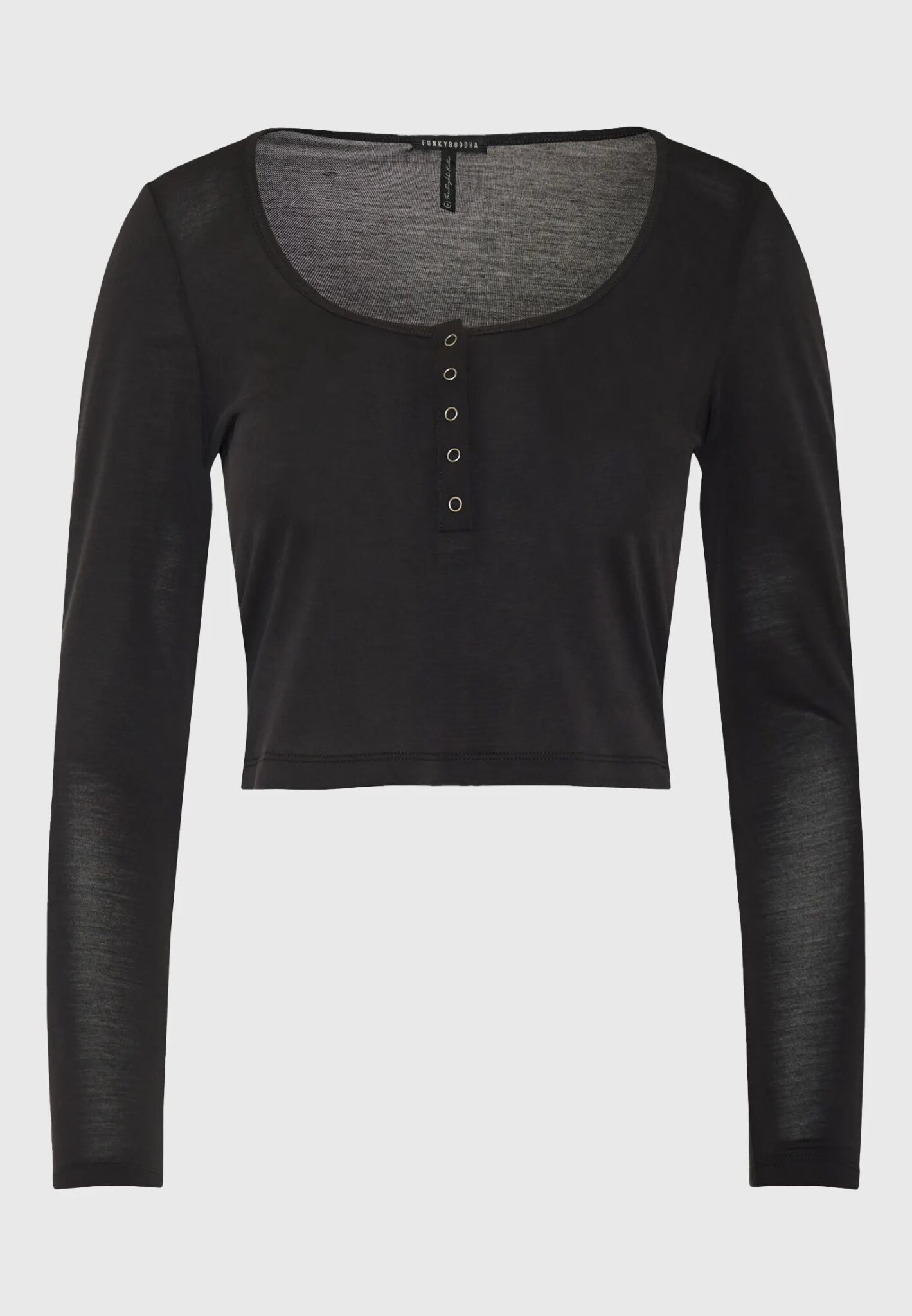 FUNKY BUDDHA ΓΥΝΑΙΚΕΊΑ ΜΠΛΟΎΖΑ ΜΕ ΜΑΚΡΎ ΜΑΝΊΚΙ | BLACK