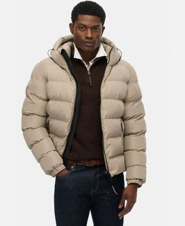 SUPERDRY HOODED SPORTS PUFFER JACKET ΜΠΟΥΦΑΝ ΑΝΔΡΙΚΟ | BEIGE