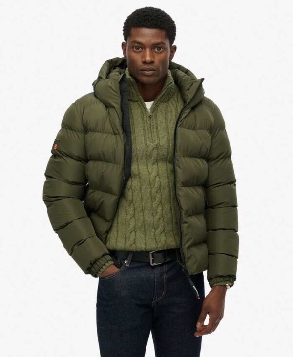 SUPERDRY HOODED SPORTS PUFFER JACKET ΜΠΟΥΦΑΝ ΑΝΔΡΙΚΟ | KHAKI