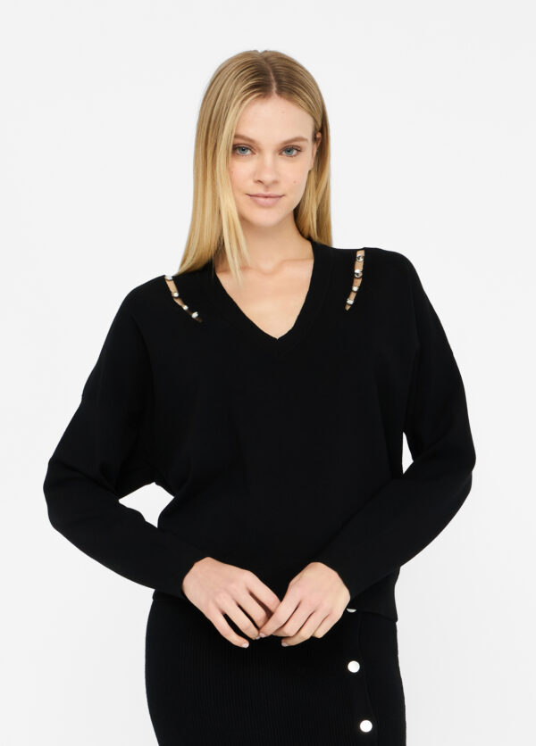 LIU JO ΠΛΕΧΤΟ MAGLIA CHIUSA M/L ΜΠΛΟΥΖΑ ΓΥΝΑΙΚΕΙΟ | BLACK LIU JO ΠΛΕΧΤΟ MAGLIA CHIUSA M/L ΜΠΛΟΥΖΑ ΓΥΝΑΙΚΕΙΟ | BLACK