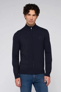TRUSSARDI KNITWEAR-CARDIGAN CON ZIP IN MISTO VISCOSA | DARK BLUE