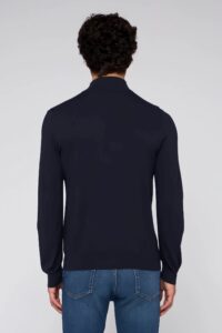 TRUSSARDI KNITWEAR-CARDIGAN CON ZIP IN MISTO VISCOSA | DARK BLUE