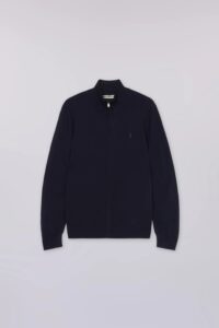 TRUSSARDI KNITWEAR-CARDIGAN CON ZIP IN MISTO VISCOSA | DARK BLUE
