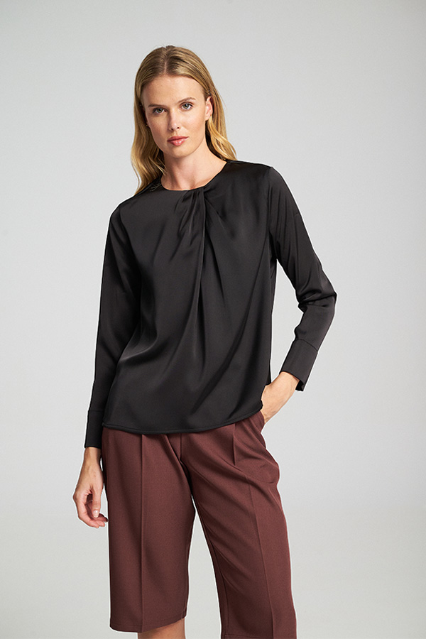 FUNKY BUDDHA ΓΥΝΑΙΚΕΊΑ ΜΠΛΟΎΖΑ ΜΕ ΜΑΚΡΎ ΜΑΝΊΚΙ | BLACK