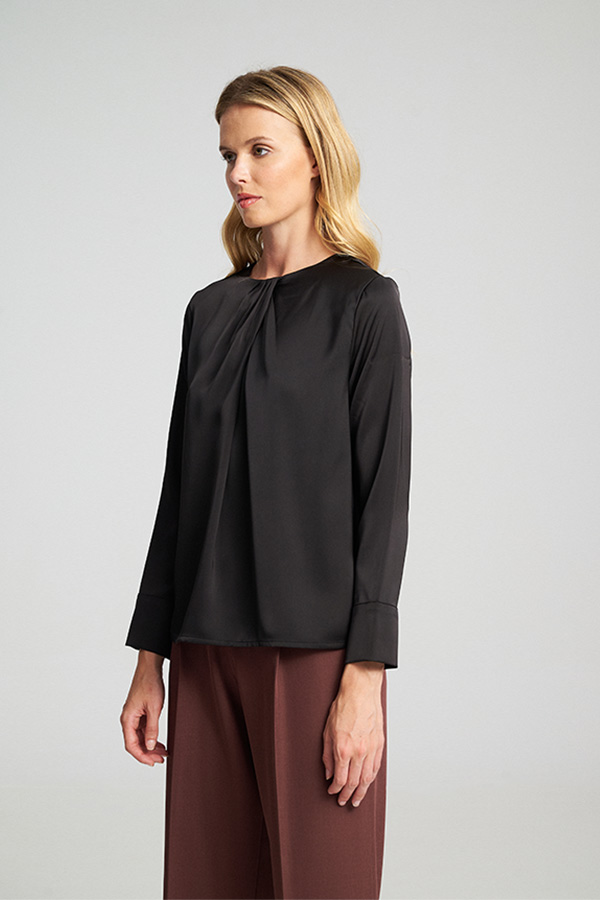 FUNKY BUDDHA ΓΥΝΑΙΚΕΊΑ ΜΠΛΟΎΖΑ ΜΕ ΜΑΚΡΎ ΜΑΝΊΚΙ | BLACK